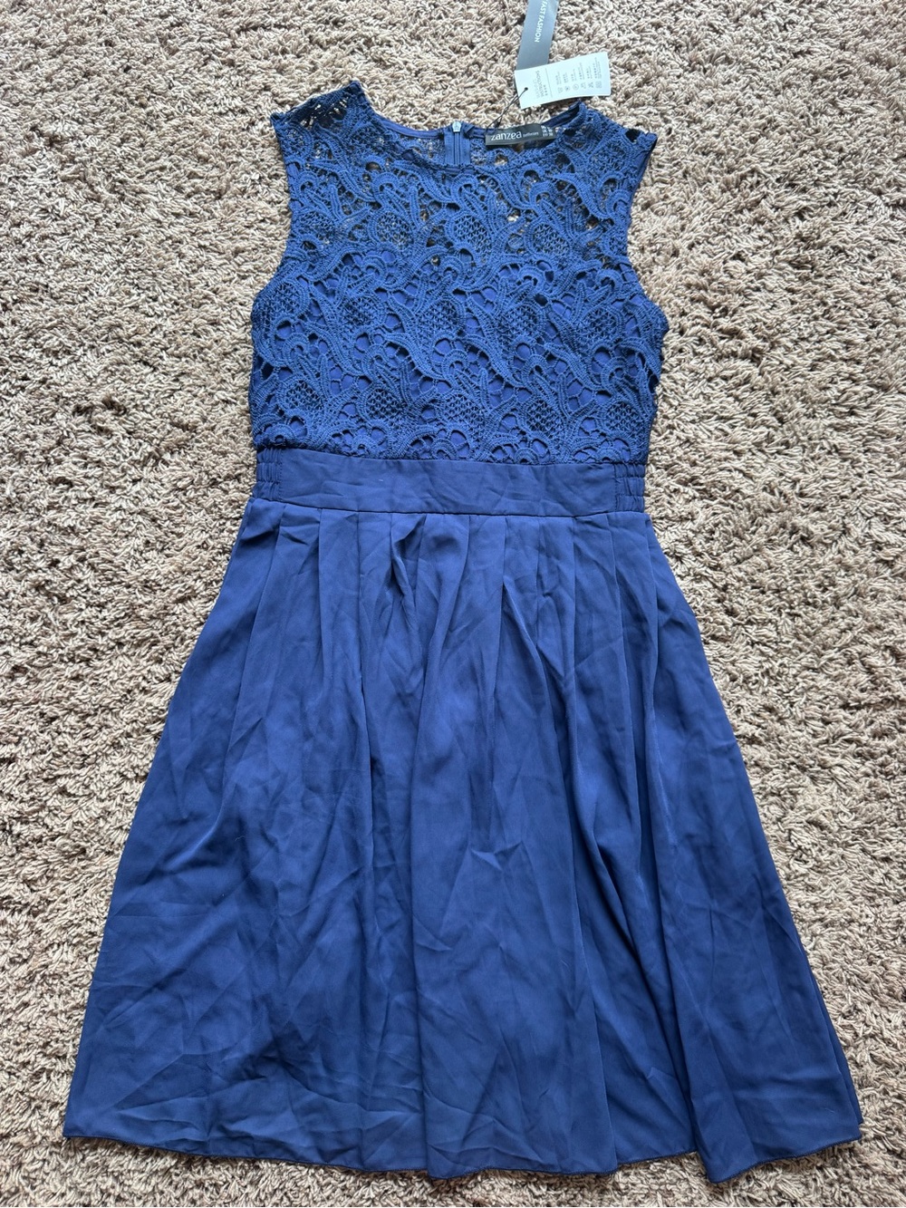 NWT - Zanzea Navy Crochet Lace Dress